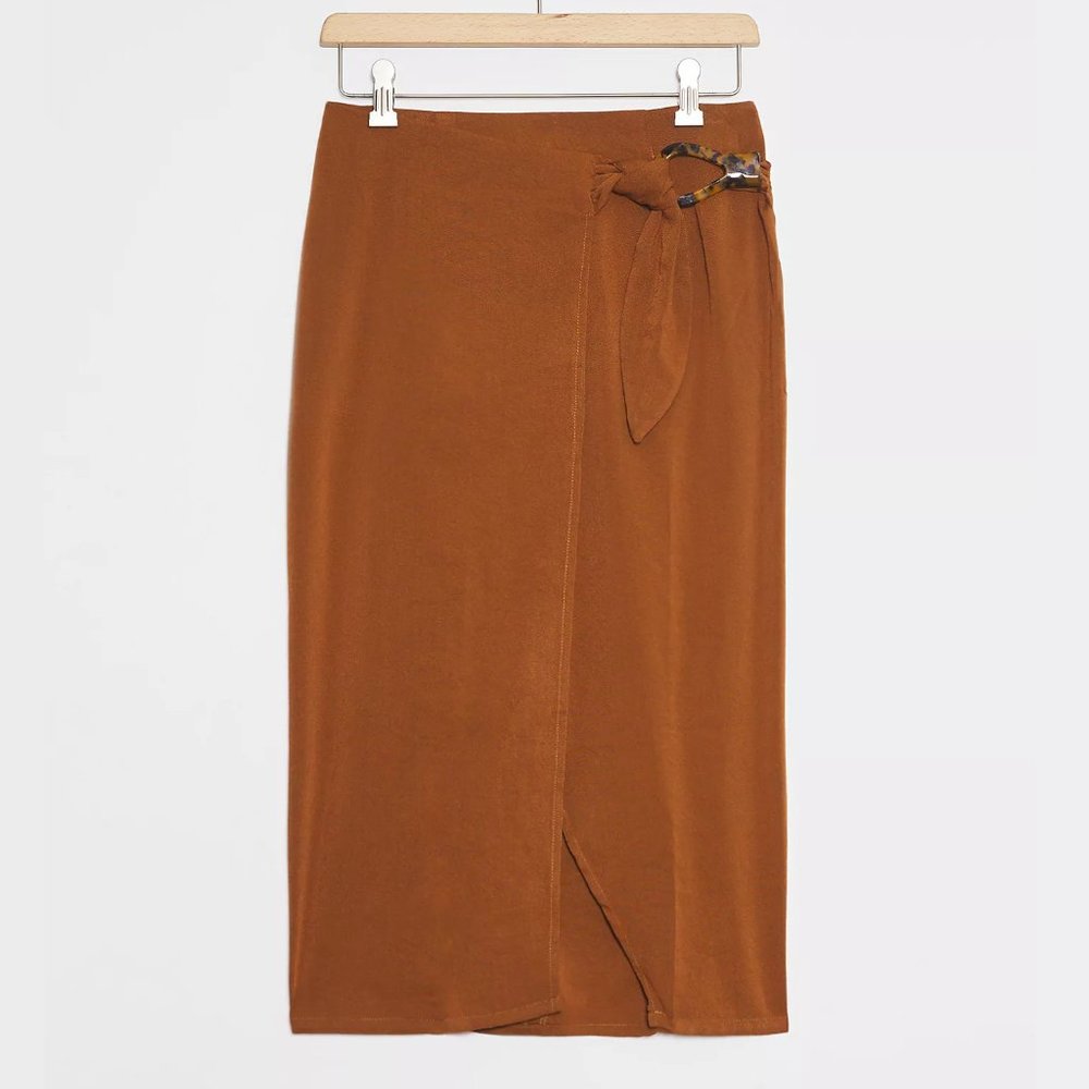 NWT Anthropologie J.O.A. Janne Wrap Midi Skirt SM